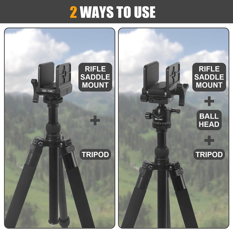 BZTAC Universal Gun Rifle Clamp Shooting Tripod Rest with Arca-Swiss Rail 1/4" 3/8" Screw Holes, Aluminum Dual Jaw Closure Clamp Shooting Stick Mount Platform for Hunting Shooting Target Practice - Image 3